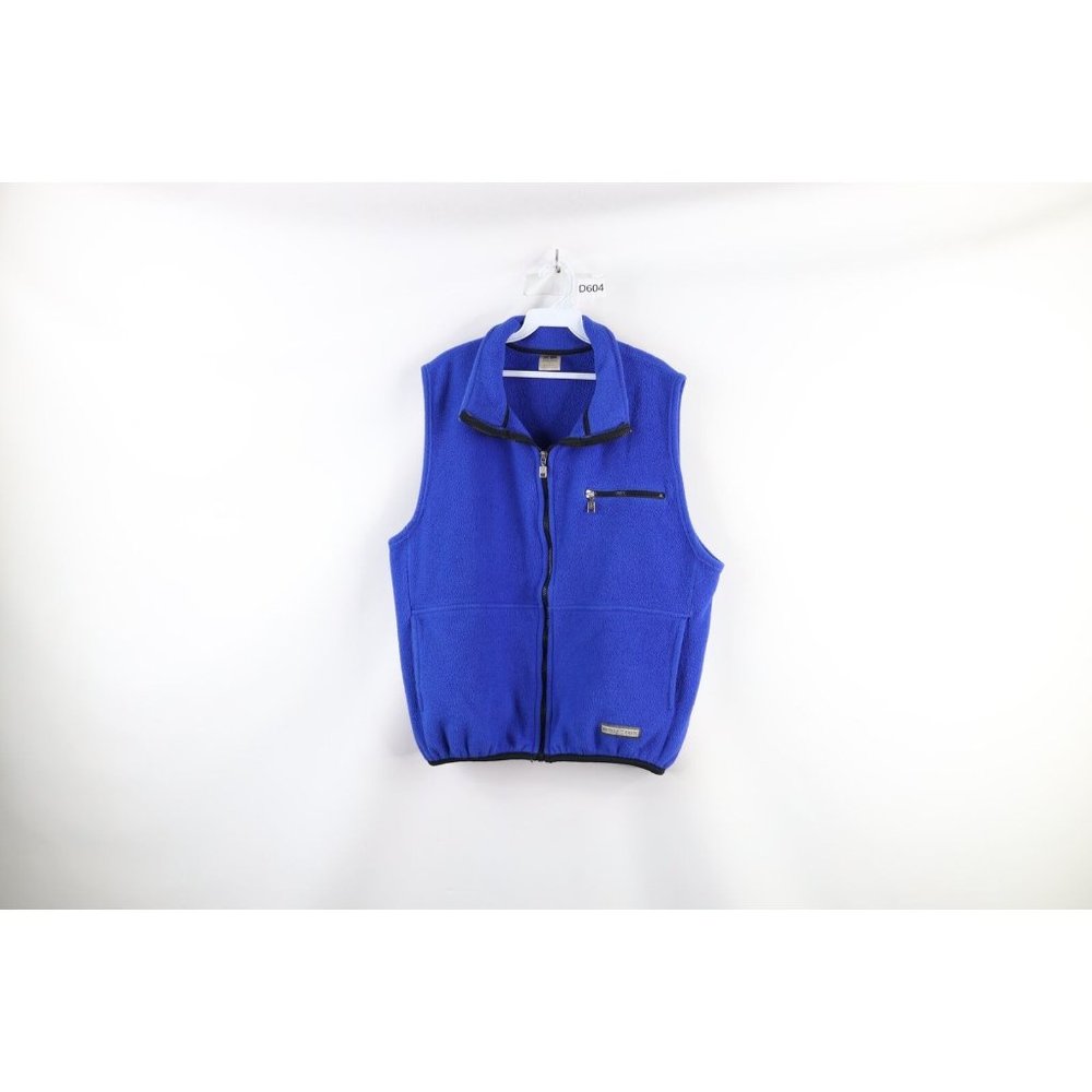 Vintage 90s Russell Athletic Mens Large Full Zip Fleece Vest Jacket Blue USA